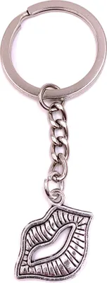 Image de Onwomania Porte-clés Baiser Bouche Baiser Lèvres Argent Métal Pendentif Charm