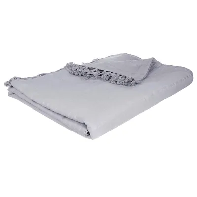 Obrázok produktu pre Prehoz na pohovku zo 100 % bavlny v sivej farbe so strapcami 230x250 cm