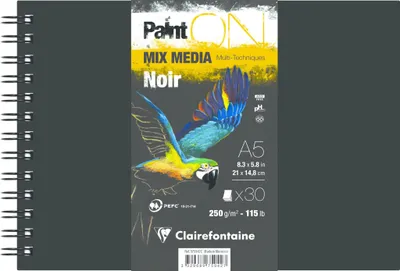 Produktbild von Clairefontaine 2x PaintON Noir, Skizzenbuch A5, 30 Bl 250g, schwarz 975942C