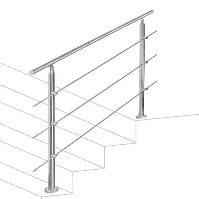 Immagine prodotto di Scala a pioli da 120 cm con 3 traversi in acciaio inossidabile color argento; facile da montare; set adatto a tutte le scale