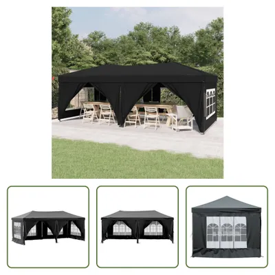 Immagine prodotto di The Living Store Tenda per feste pieghevole con pareti laterali nera 3x6 m