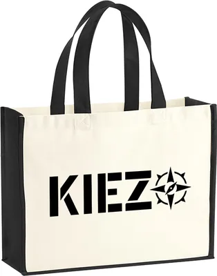 Produktbild von Huuraa Jutetasche Kiez Kompass 21 Liter Black Jute und Baumwolle Einkaufstasche Geschenkidee