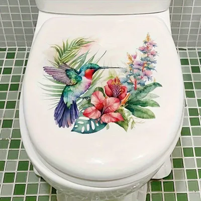Produktbild von GKA WC Deckel Aufkleber Kolibri Blumen GK25 Toilettendeckel Tattoo selbstklebend Toilette Toilettendeckelaufkleber