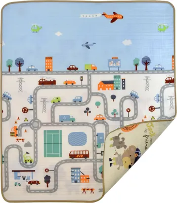 Produktbild von Humbi doppelseitige pädagogische Schaumstoffmatte Streets Animals 150 x 180 x 1 cm pastellfarben
