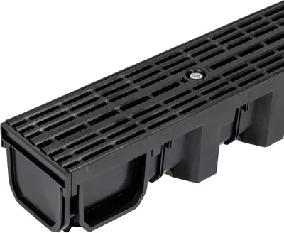 Immagine prodotto di Canale di drenaggio altezza 115 mm plastica 1 m, griglia longitudinale, nero