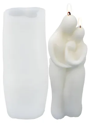 Produktbild von Silikon Kerzenform Seifen Gussform, Statue umarmende Partner, 163 x 68 mm, 150 ml