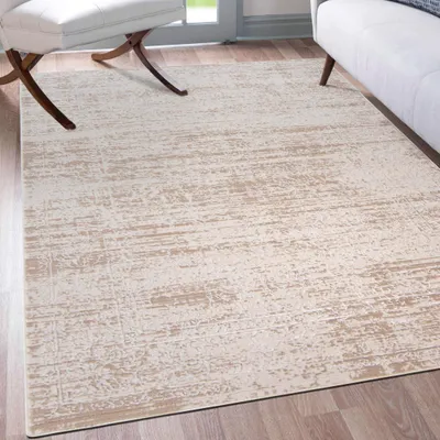 Image de Mazovia Tapis Beige Moderne Abstrait, Vintage - Salon, Chambre à coucher, Salle à manger, Bureau - Non tissé - Rectangle - Stylé - 80x150 cm