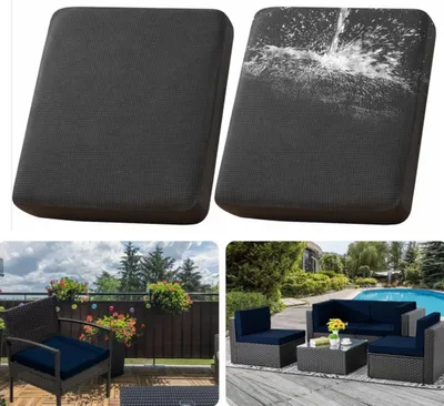 Produktbild von 2er-Set Terrassen-Kissenbezüge für draußen/drinnen , 100% wasserdichter Outdoor-Sitzkissen Schonbezug für Terrassenmöbel Sektionalsofa,Dunkelgrau