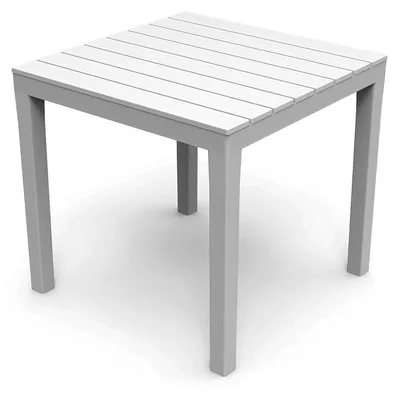 Image de Table de jardin blanche 78x78x72cm aspect bois