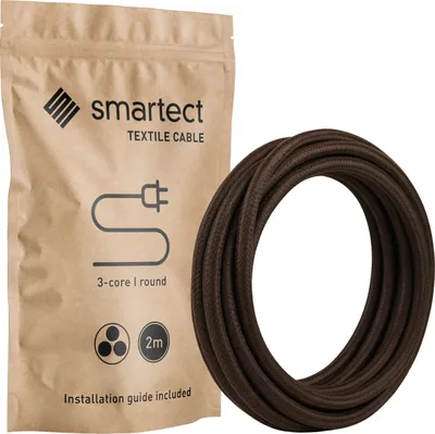 Produktbild von Textilkabel 2 m Braun 3 adrig rund Lampenkabel Stoffkabel Stromkabel Elektro
