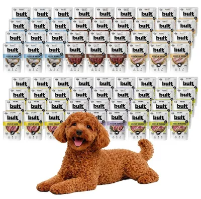 Produktbild von BULT | Hundefutter Geschmacksmix - Nassfutter Set 80x100g Beutel - Hundekost fur Hund