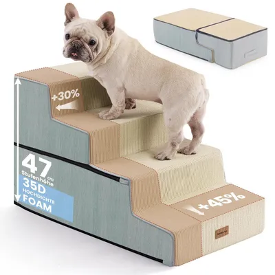 Obrázek produktu pro Schůdek pro psy, 4 stupně, béžová barva, výška 46,5 cm