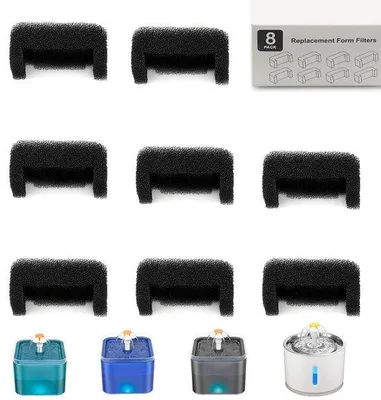 Image de Filtre en plastique pour fontaines à eau pour chats de 2 L/2,5 L, filtre de rechange en plastique ABS pour fontaines à eau en acier inoxydable (8 pièces)