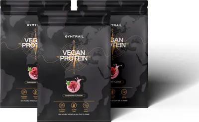 Produktbild von GYMTRAIL® Veganes Eiweißpulver aus Erbsenprotein 1500g | Pflanzliches Proteinpulver mit essenziellen Aminosäuren | Ohne Soja und Süßungsmittel mit Birkenzucker | Raspberry