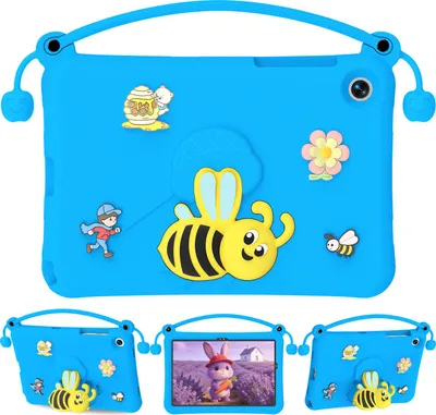 Produktbild von Kinder Hülle für Samsung Galaxy Tab S10 FE/Tab S9 FE/Tab S9/Tab S8/Tab S7 Leicht Stoßfeste Kindgerechtes Schutzhülle mit Griff, Biene Ständer Blau