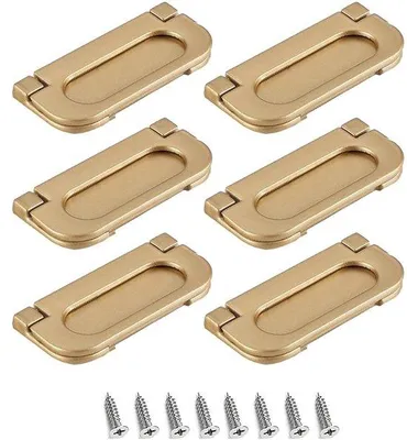 Produktbild von Tagesartikel - Catekro 6 Stück Flush Ring Pull, Zinklegierung Gehäuse Schubladengriff Zuggriff unsichtbar Türgriff für Koffer Schubladen-Schrank Zubehör, einschließlich Schrauben (gold)