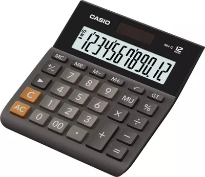 A black Casio calculator is shown from a slightly elevated angle against a white background.