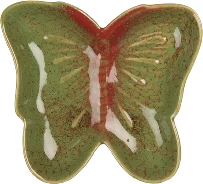 Produktbild von Clayre & Eef Dekoration Schale Schmetterling 14x13x2 cm Grün Keramik