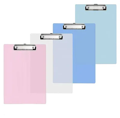 Produktbild von 4 Stück Klemmbrett A5, Schreibunterlage mit Metallclip aus Kunststoff