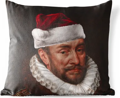 Produktbild von MuchoWow® Outdoor Kissen - Wilhelm von Oranien - Hut - Weihnachten - 60x60 cm - Wetterfest - Lounge Kissen - Dekoration - Schlaf Kissen