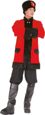 Produktbild von O7038-50-52 schwarz-rot Herren Kosaken Kostüm Jacke-Hose-Mütze Gr.50-52