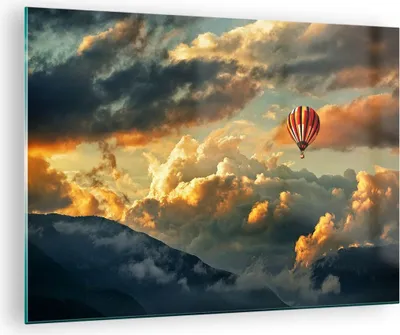 Produktbild von Bilder auf glas - Wolken Ballon Flug - 70x50cm - Glasbilder - Wandbilder - Kunstdruck - zum Aufhängen bereit - Wanddekoration aus Glas - Glas Bilder - Wandbild auf Glas - Einteilig - GAA70x50-3791