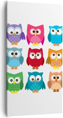 Produktbild von Bild auf Leinwand - Leinwandbild - Eulen Bunt Kinder Zeichnung - 55x100cm - Wand Bild - Wanddeko - Leinwanddruck - Bilder - Kunstdruck - Wanddekoration - Leinwand bilder - Wandkunst - PA55x100-2880