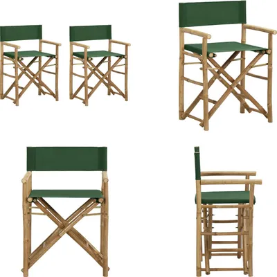 Produktbild von vidaXL Klappbare Regiestühle 2 Stk. Grün Bambus und Stoff - Regiestuhl - Regiestühle - Gartenstuhl - Gartenstühle