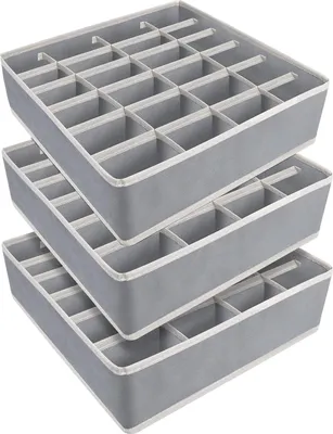 Produktbild von Unterwäsche-Organizer für Schubladen - Set von 3, grau