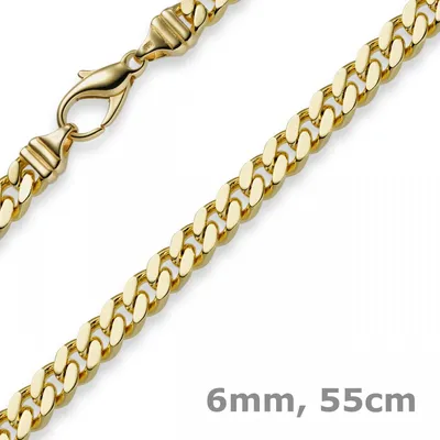 Produktbild von 6mm Panzerkette Kette Collier aus 585 Gold Gelbgold Goldkette 55cm Herren