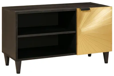 Produktbild von vidaXL TV-Schränk Schwarz und Gold 80 x 33 x 46 cm Holzwerkstoff