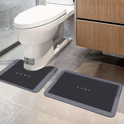 Immagine prodotto di Tappetini da bagno Unyqoos® – set da 2, morbidi, assorbenti e antiscivolo, ad asciugatura rapida, lavabili, dimensioni 40x60 + 50x40 cm, colore nero