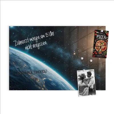 Produktbild von Magnettafel 90x60cm Pinnwand Whiteboard beschreibbar - Planet im Universum