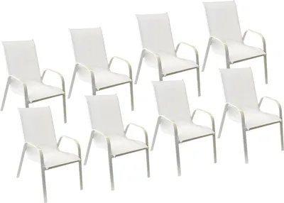 Produktbild von 8erSet Stühle MARBELLA aus weißem Textilene - weißem Aluminium