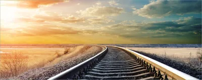 Produktbild von Wallario Poster - Bahnschienen ins Ungewisse, Kunstdruck Größe: 50 x 125 cm
