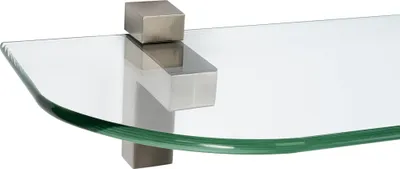 Produktbild von Glasregal 6mm + Clip QUADRO, Befestigungsclip :Quadro Edelstahloptik, Nachbildung:Klar, Größe :40 x 30 cm