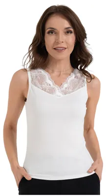 Immagine prodotto di Moraj - Canotta da donna taglia XL - Canotta in pizzo nera - Canotta senza maniche da donna - Blusa in pizzo con scollo a V