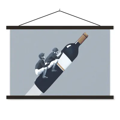Produktbild von MuchoWow® Textilposter Flasche - Männer - Vintage 60x40 cm mit schwarzem Rahmen - Hölzernes