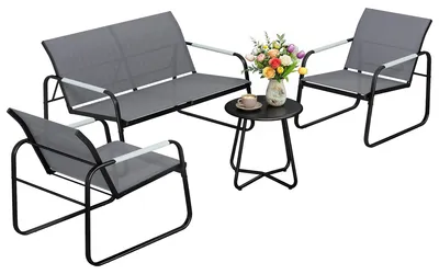 Produktbild von Outsunny Gartenmöbel Set Sitzgruppe für 4 Personen Atmungsaktiv Gartenlounge