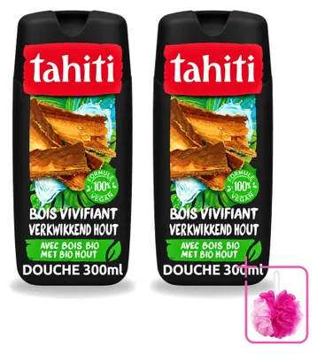 Immagine prodotto di 2 flaconi di gel doccia Tahiti, profumo rivitalizzante di legno - 300 ml ciascuno - confezione risparmio - 2 pezzi