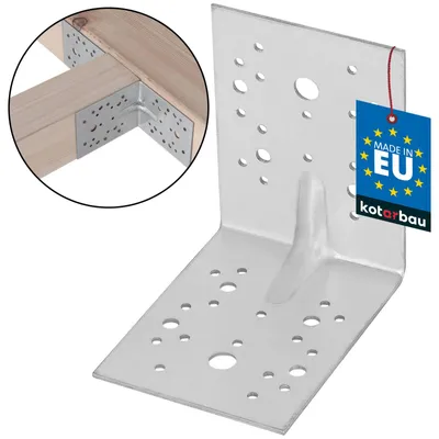 Productafbeelding van KOTARBAU® Hoekverbinder - Verzinkt Staal - 130 x 130 x 100 mm - Zilver - Hoekanker Met Ril - Zware Hoekverbinding - Hoekijzer - Versterkingshoek - Montagehoek Voor Houtconstructies