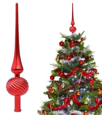 Christbaumspitze rot, 23 cm, Kunststoff, Spiral-Motiv