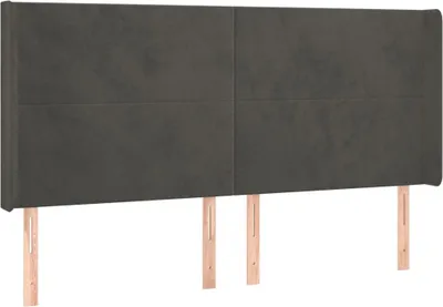 Produktbild von Kopfteil mit Ohren Dunkelgrau 203x16x118/128 cm Samt