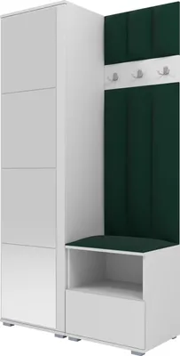 Produktbild von Garderoben-Set Nela I LUX mit Spiegel, gepolsterte Garderobe 100 cm mit Sitzbank, Wandpaneelen und Stauraum (Farbe: Weiß + Trinity 28)
