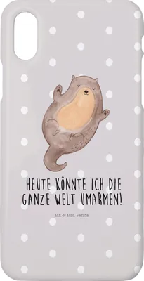 Produktbild von Mr. & Mrs. Panda Iphone 10 Handyhülle Otter Umarmen - Grau Pastell - Geschenk, gut Gelaunt, Seeotter See, glücklich, Hülle, Optimistisch, Cover, Handy, X, Hallo