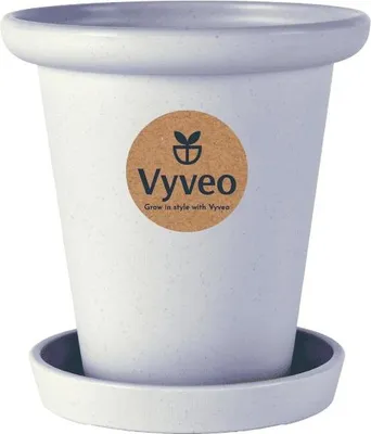 Immagine prodotto di Vyveo - Vaso da fiori Skara con sottovaso - Grigio chiaro - 13x13