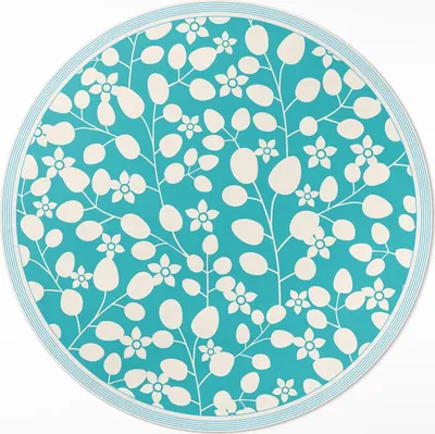 Produktbild von Komposition aus Wildblumen und Blättern– Vinyl Fußmatte – Ø 140cm – Rutschfest, Pflegeleicht & Langlebig