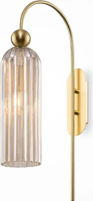 Produktbild von Wandlampe Metall Glas E14 H: 53,5 cm in Gold Cognac Modern Wandleuchte