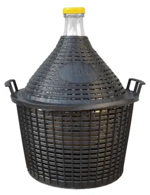 Produktbild von Glasballon 15 Liter mit Schutzkorb für Gärung und Lagerung von Wein, Most und Saft