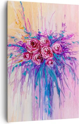 Produktbild von Bild auf Leinwand - Leinwandbild - Einteilig - Blumenstrauß Blumen Rosen - 80x120cm - Wand Bild - Wanddeko - Wandbilder - Leinwanddruck - Wanddekoration - Leinwand bilder - Wandbild - PA80x120-4465